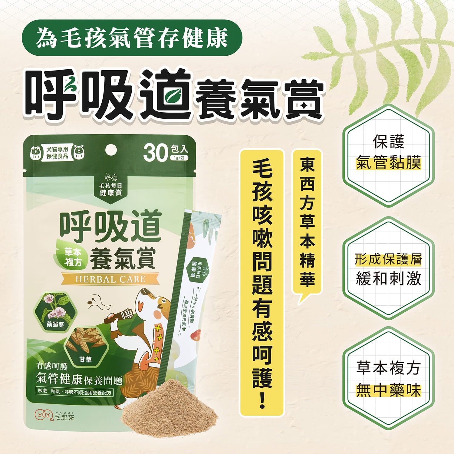 【毛起來】試用體驗組│呼吸道養氣賞(3入嘗鮮包)