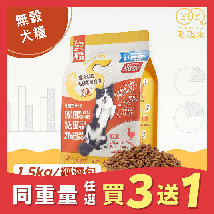 【毛起來】護膚無穀犬糧│S12田園雞與秋刀魚