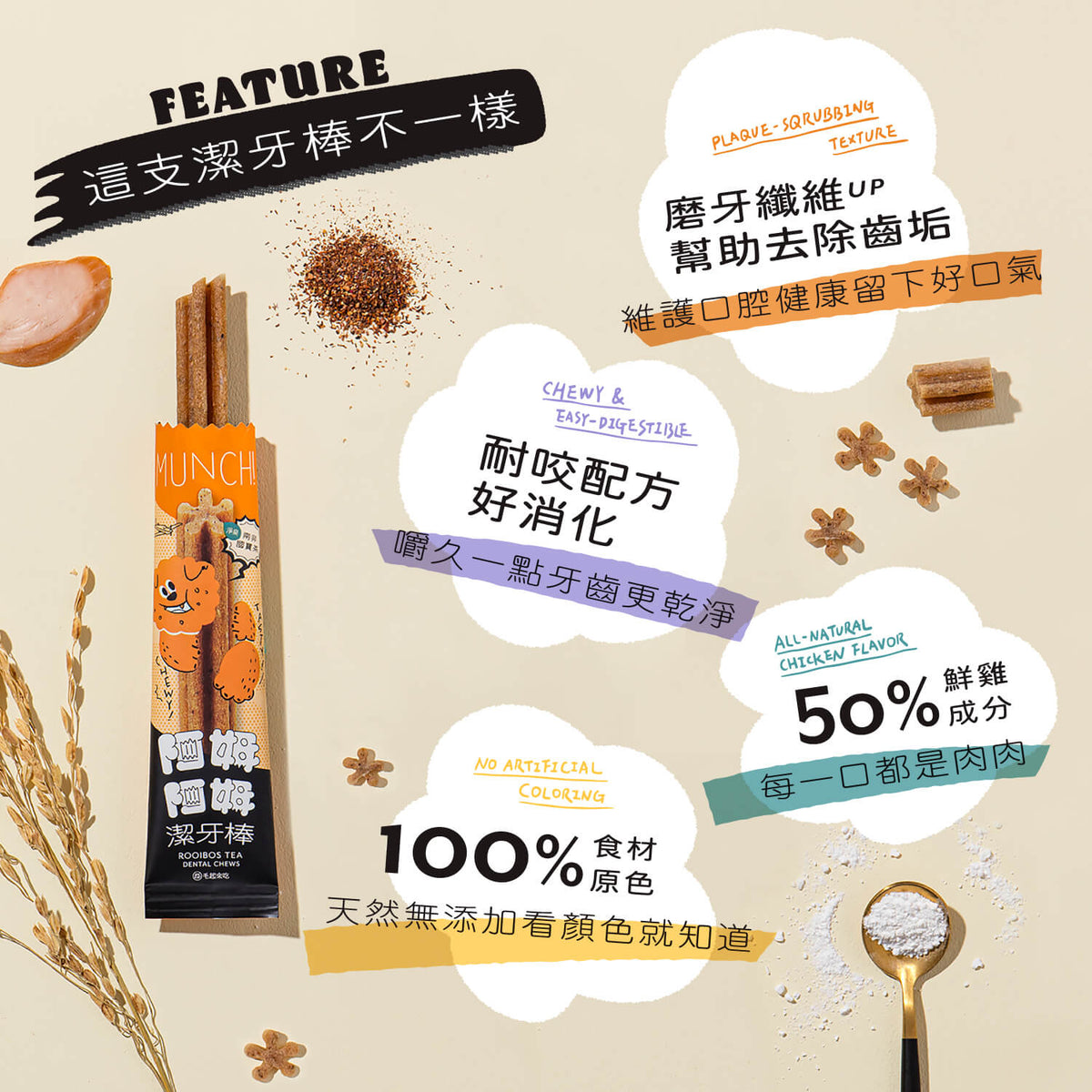 【毛起來】阿姆阿姆潔牙棒│南非國寶茶(淨臭) 13入裝