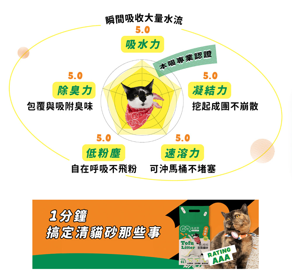 【毛起來】Daily│1.5mm極細豆腐貓砂
