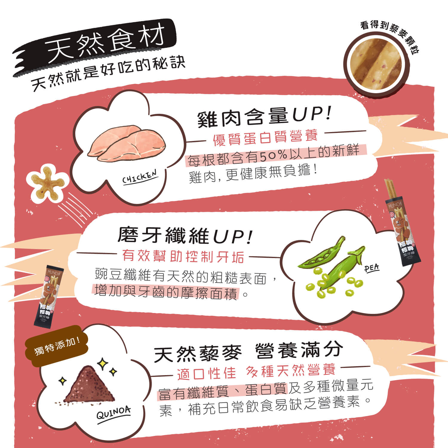 【毛起來】阿姆阿姆潔牙棒│天然藜麥(軟Q) 13入裝