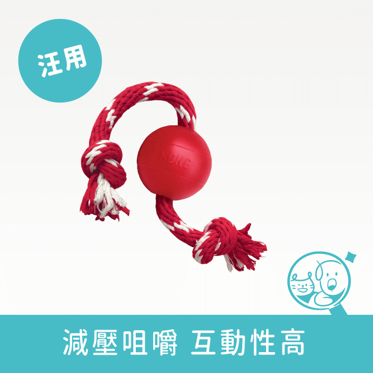 【KONG】帶繩拉扯球寵物玩具│紅色 寵物玩具 KONG S 